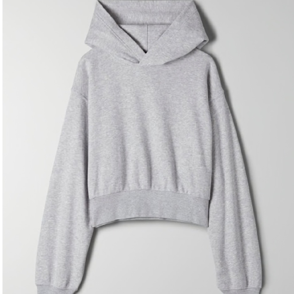 TNA Airy Light Gray Fleece Cropped Hoodie